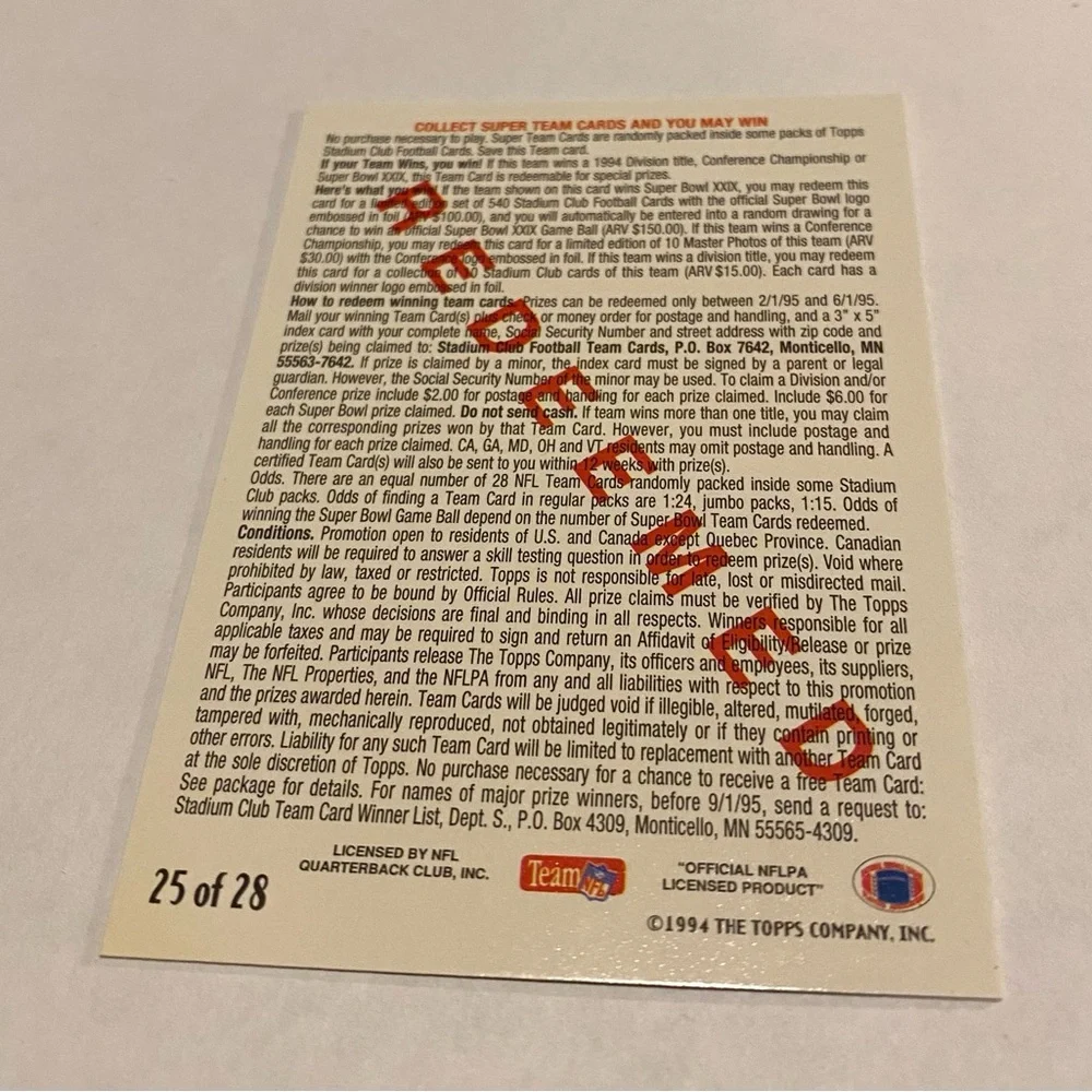 San Francisco 94 Topps Stadium Club Super Team Card Steve Young Jerry Rice